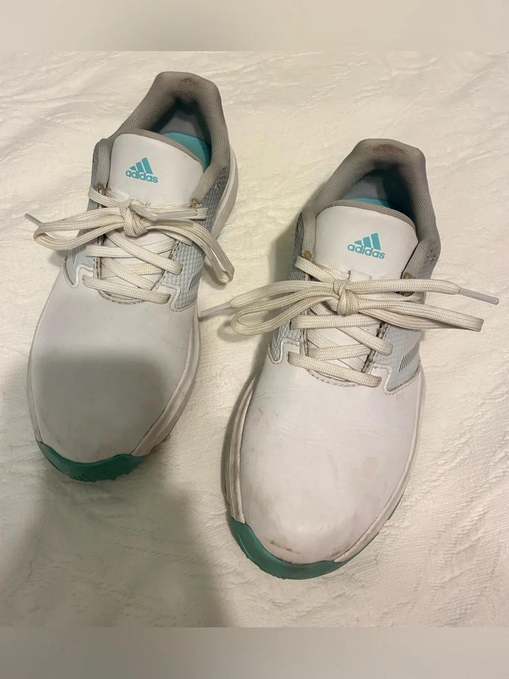 adidas Youth size 2 1/2 White cleats.